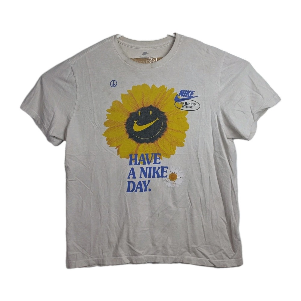 VTG Nike The Nike Tee T-Shirt Men's XL White Sunflower Have A Nike Day